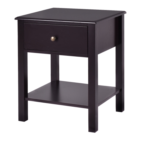 Topbuy 2PC End Table Nightstand w/Drawer & Shelf Bedroom Living Room Furniture Brown