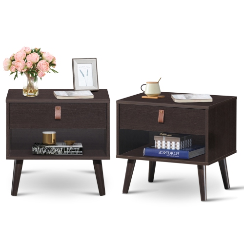 Topbuy Retro Wood Nightstand with Storage Drawer End Table Bedside Table