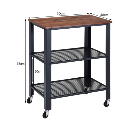 Topbuy Kitchen Utility Cart Industrial Coffee End Table w/Wheels Black/Sliver
