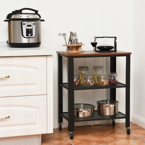 Topbuy Kitchen Utility Cart Industrial Coffee End Table w/Wheels Black/Sliver