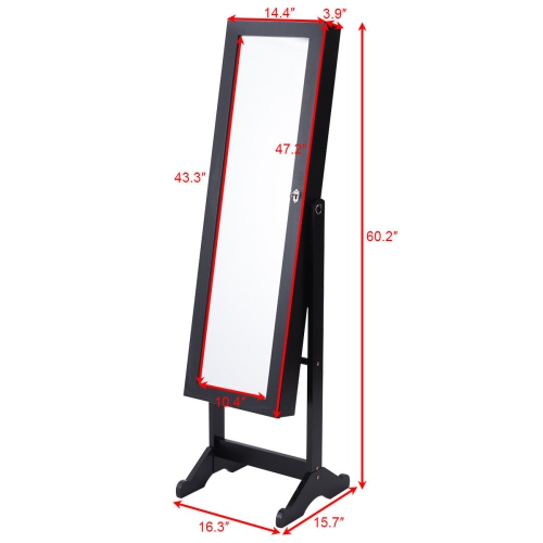 Armoire à bijoux miroir pour armoire à bijoux TopBuy Boîte de rangement à bijoux avec tiroirs, noir