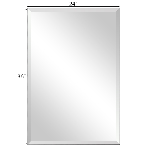 Topbuy 24" X 36" Beveled Silver Mirror Frameless Rectangle Mirror Wall Mounted Bathroom Mirror