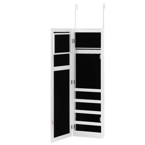 Topbuy LED Jewelry Cabinet Standing Armoire Organizer w/ Fine Edge Full Size Mirror