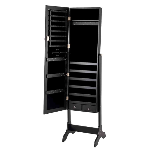 Topbuy Lockable Jewellery Cabinet Mirrored Floor Stand Storage Organizer