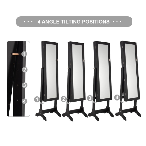 Topbuy Lockable Jewellery Cabinet Mirrored Floor Stand Storage Organizer