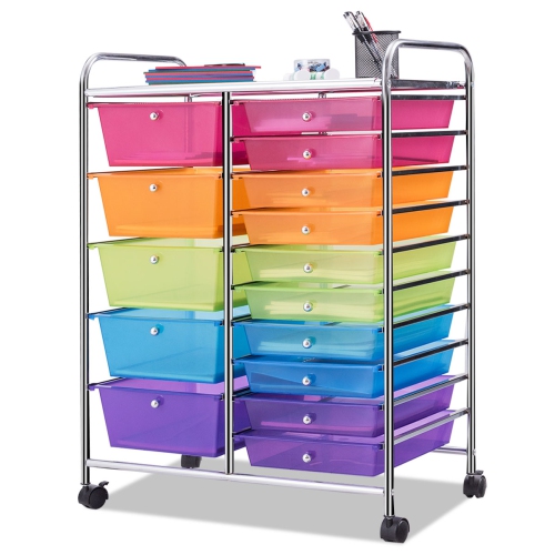 Topbuy Rolling 15-Drawer Organizer Cart,Rolling cart/W Wheels