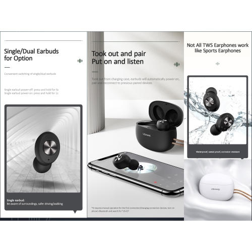 Véritables écouteurs sans fil Bluetooth 5.0 compatibles avec Android, Apple Airpod, PC. Commandes tactiles, son de basse super stéréo, durée de