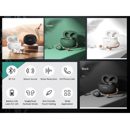 Véritables écouteurs sans fil Bluetooth 5.0 compatibles avec Android, Apple Airpod, PC. Commandes tactiles, son de basse super stéréo, durée de