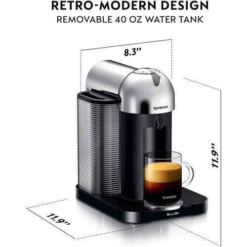 Nespresso Vertuo Coffee & Espresso Machine by Breville with Aeroccino Milk Frother - Chrome by NESPRESSO - Open Box condition - Image 4