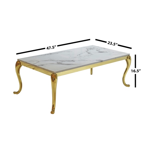 Marble Top Gold Frame Coffee Table