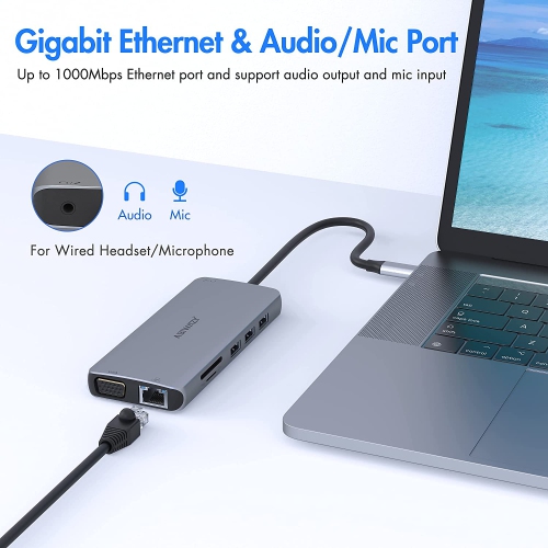USB C Docking Station Dual Monitor Adapter USB-C Docking Station Triple Display USB C Hub to Dual HDMI,VGA,Ethernet,2USB3.0,2 USB2.0,PD,SD/TF, Audio