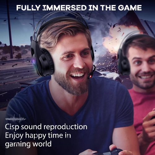WINGOMART K16 Gaming Headset Over-ear 3.5mm LED Light Stereo Bass Game Headphones with Mic for PC Laptop Gamer Xbox One, PS5, PS4, PC, Nintendo