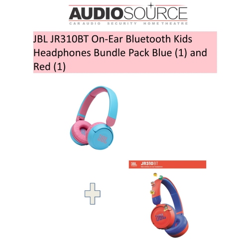 JBL JR310BT On-Ear Bluetooth Kids Headphones Bundle Pack Blue and Red (1)