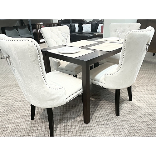 QUEENSONS  Madrid 5PC Solid Wood Dining Set In Ivory