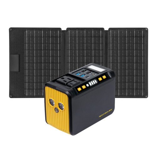 ROCKSOLAR Power Station with Solar Panel - RS81 80W Weekender Portable Power Generator Kit and 30W 12V Foldable Solar Panel