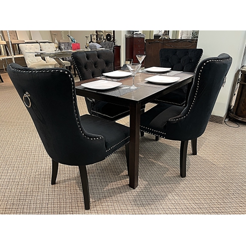 QUEENSONS  Madrid 5PC Solid Wood Dining Set In Black