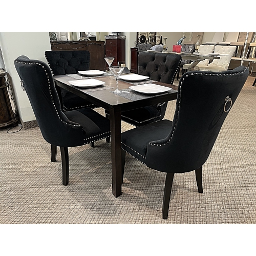 Madrid Black 5Pc Solid Wood Dining Set