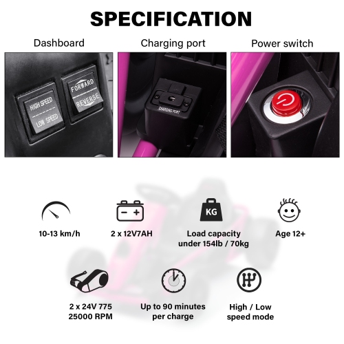 VOLTZ TOYS Electric GoKart, 24V Outdoor Racer Drifter Go Kart Drift Car for Kid and Adult, Upgraded Design