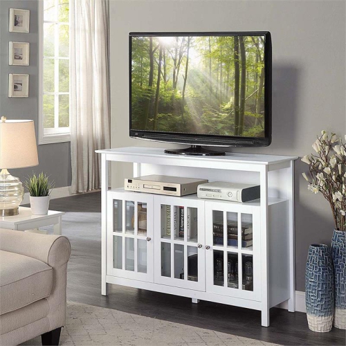 Big Sur Deluxe 48-inch TV Stand with Storage Cabinets and Shelf in White Wood