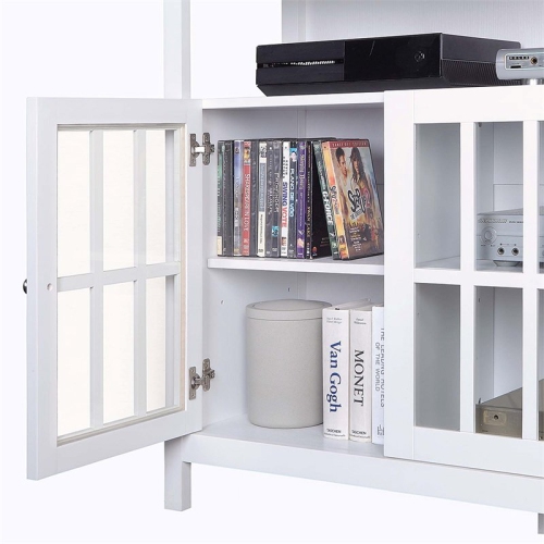 Big Sur Deluxe 48-inch TV Stand with Storage Cabinets and Shelf in White Wood