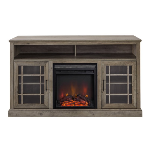 WALKER EDISON 58" Classic Mdf & Glass Door Highboy Fireplace Tv Stand - Gray Wash [This review was collected as part of a promotion