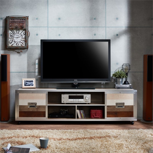 Furniture of America Micah Modern Metal TV Stand with Casters in Multi-color