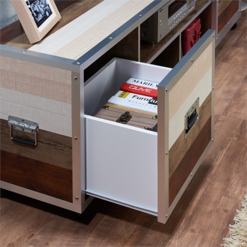Furniture of America Micah Modern Metal TV Stand with Casters in Multi-color