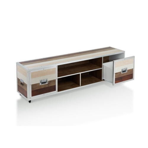 Furniture of America Micah Modern Metal TV Stand with Casters in Multi-color