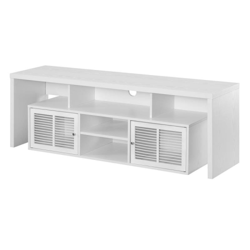 CONVENIENCE CONCEPTS Lexington 60-Inch Tv Stand With Storage Cabinets And Shelves In White Wood