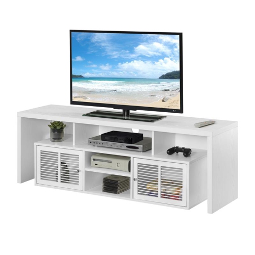 Lexington 60-inch TV Stand with Storage Cabinets and Shelves in White Wood