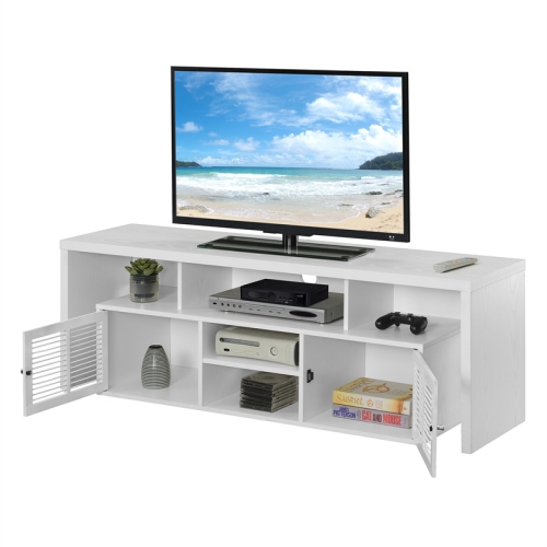 Lexington 60-inch TV Stand with Storage Cabinets and Shelves in White Wood