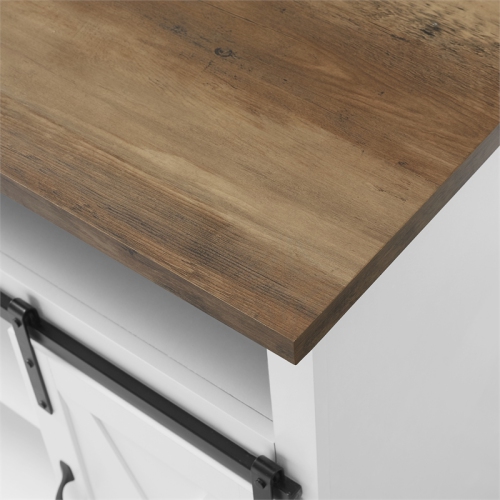 Bowery Hill Engineered Wood Sliding Barn Door Highboy Console in Solid White