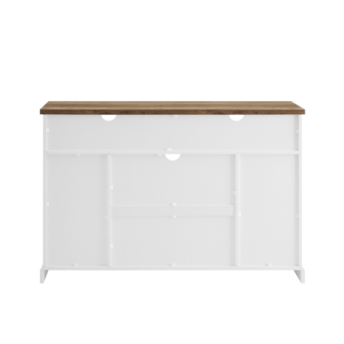 Bowery Hill Engineered Wood Sliding Barn Door Highboy Console in Solid White