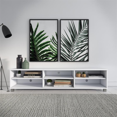 CorLiving Hollywood White Wood TV Stand for TV's up to 85"