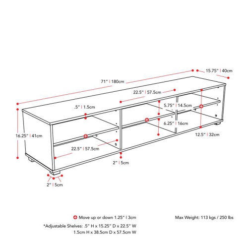 CorLiving Hollywood White Wood TV Stand for TV's up to 85"