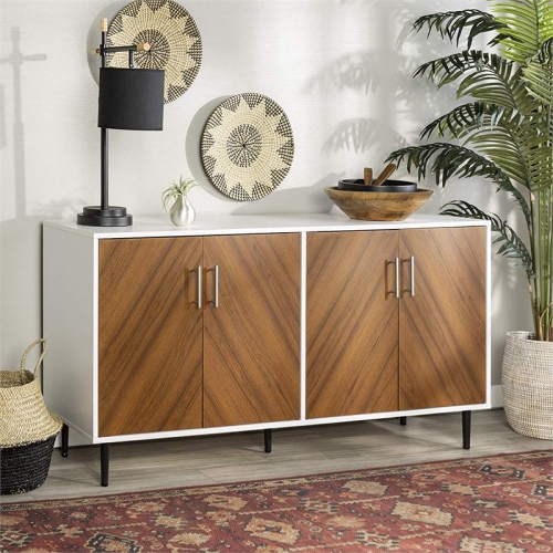 Pemberly Row 58" Modern Bookmatch Buffet - White and Teak