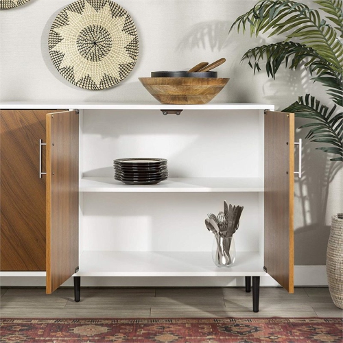 Pemberly Row 58" Modern Bookmatch Buffet - White and Teak