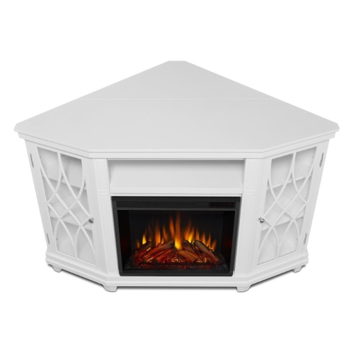 Real Flame Lynette Corner Fireplace TV Stand in White
