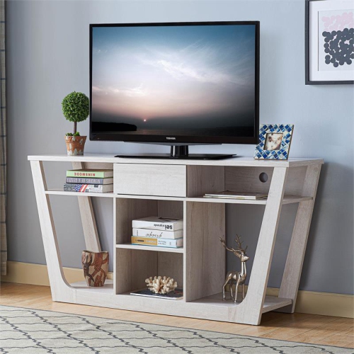 Furniture of America Frankl Modern Wood 60-Inch TV Stand in White Oak