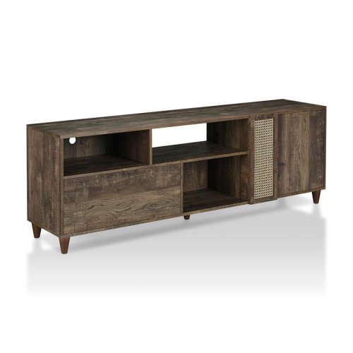 Furniture of America Estel Rustic Wood Storage 70-Inch TV Stand in Reclaimed Oak
