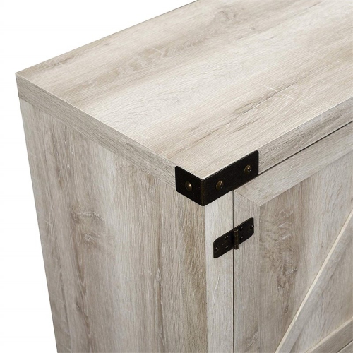 Pemberly Row 70" Farmhouse Barn Door TV Stand in White Oak