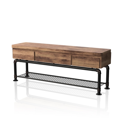 Furniture of America Cyprinus Industrial Metal 60-Inch TV Stand in Antique Black