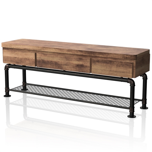 Furniture of America Cyprinus Industrial Metal 60-Inch TV Stand in Antique Black