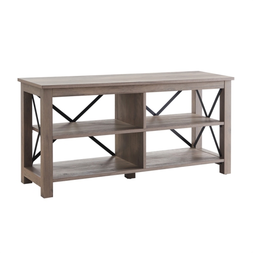 HENN&HART  50" Oak/metal Tv Stand In Gray Looks great 
              Difficult to assemble
              Fit my new 55 inch television