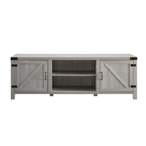 Pemberly Row 70" Modern Farmhouse TV Stand in Stone Gray