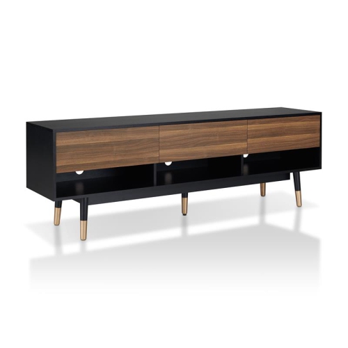 Furniture of America Zuna Mid-Century Modern Wood 3-Drawer TV Stand in Black