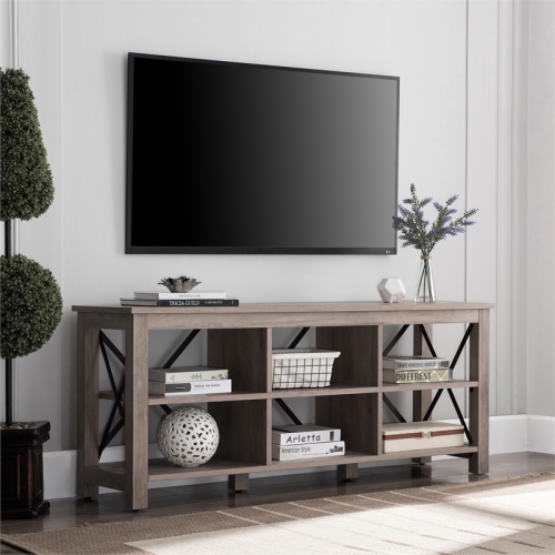 Henn&Hart 58" Gray Oak/Metal TV Stand