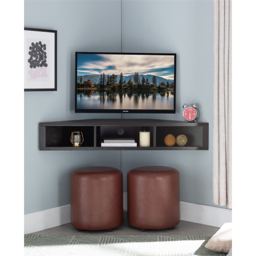 Furniture of America Astro Wood 42" Corner Floating TV Stand in Cappuccino