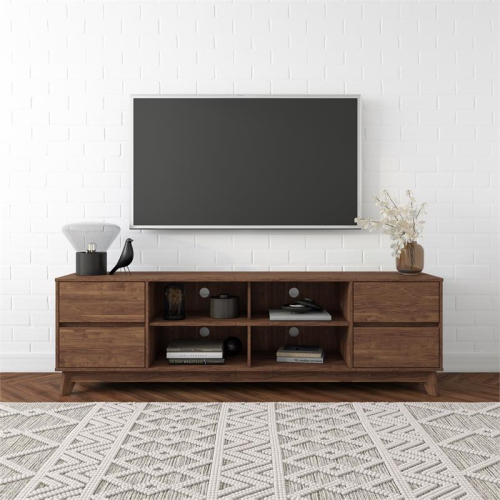 CorLiving Hollywood Brown Wood Grain TV Stand with Drawers for TVs up to 85"