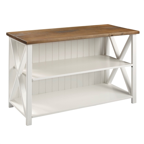 BOWERY HILL  52" Solid Wood Farmhouse Storage Console In In White